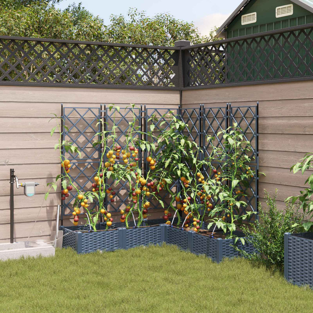 vidaXL Macetero de Jardín 5 uds. Gris 120 x 120 x 126 cm PP