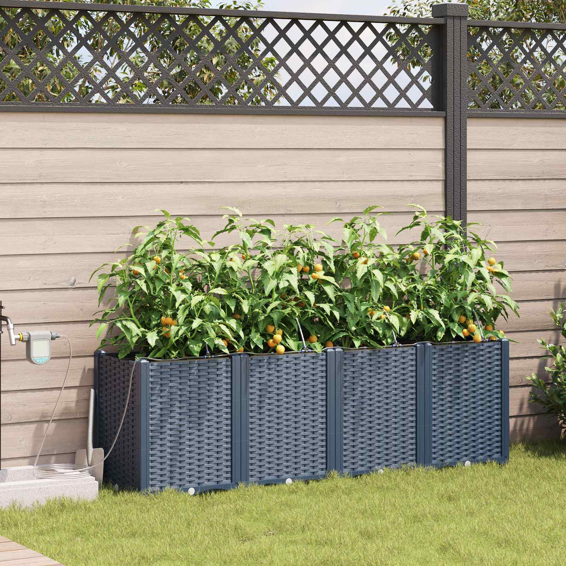 vidaXL Macetero de Jardín 4 uds. Gris 160 x 40 x 52 cm PP