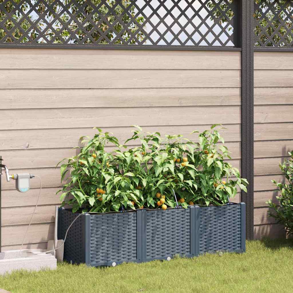 vidaXL Macetero de Jardín 3 uds. Gris Claro 120 x 40 x 37,5 cm PP
