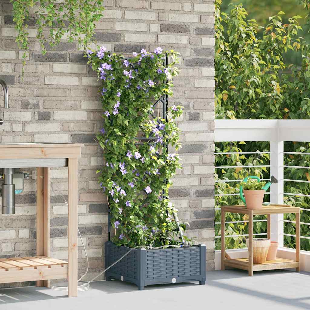vidaXL Macetero de Jardín Gris Claro 40 x 40 x 126 cm PP