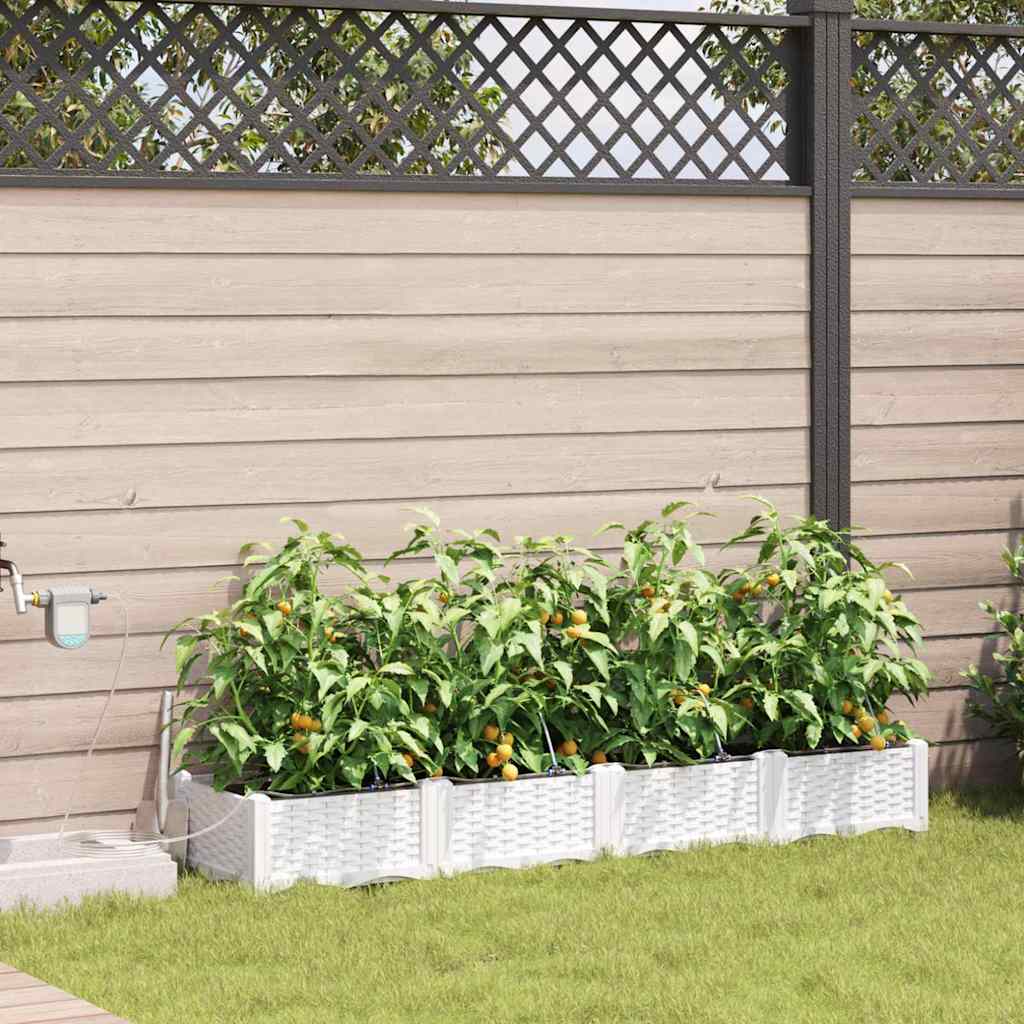 vidaXL Macetero de Jardín 4 uds. Blanco 160 x 40 x 22 cm PP