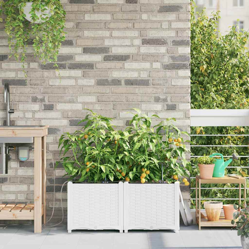 vidaXL Macetero de Jardín 2 uds. Blanco 80 x 40 x 37,5 cm PP