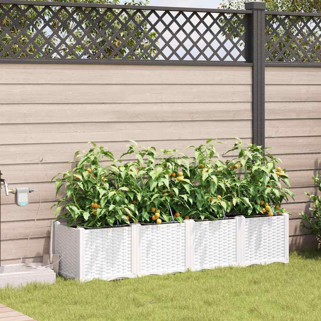 vidaXL Macetero de Jardín 4 uds. Blanco 160 x 40 x 37,5 cm PP
