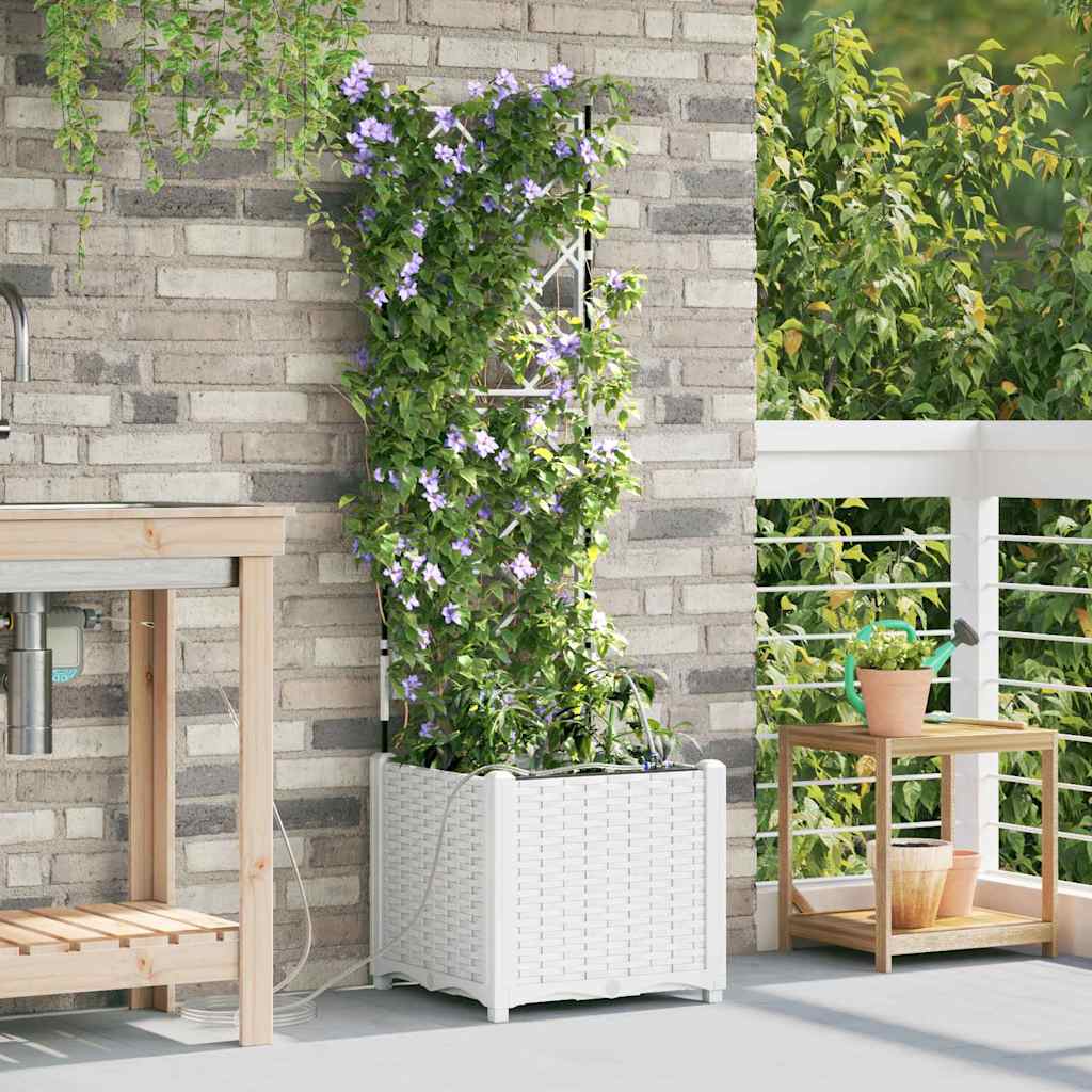 vidaXL Macetero de Jardín Blanco 40 x 40 x 142 cm PP