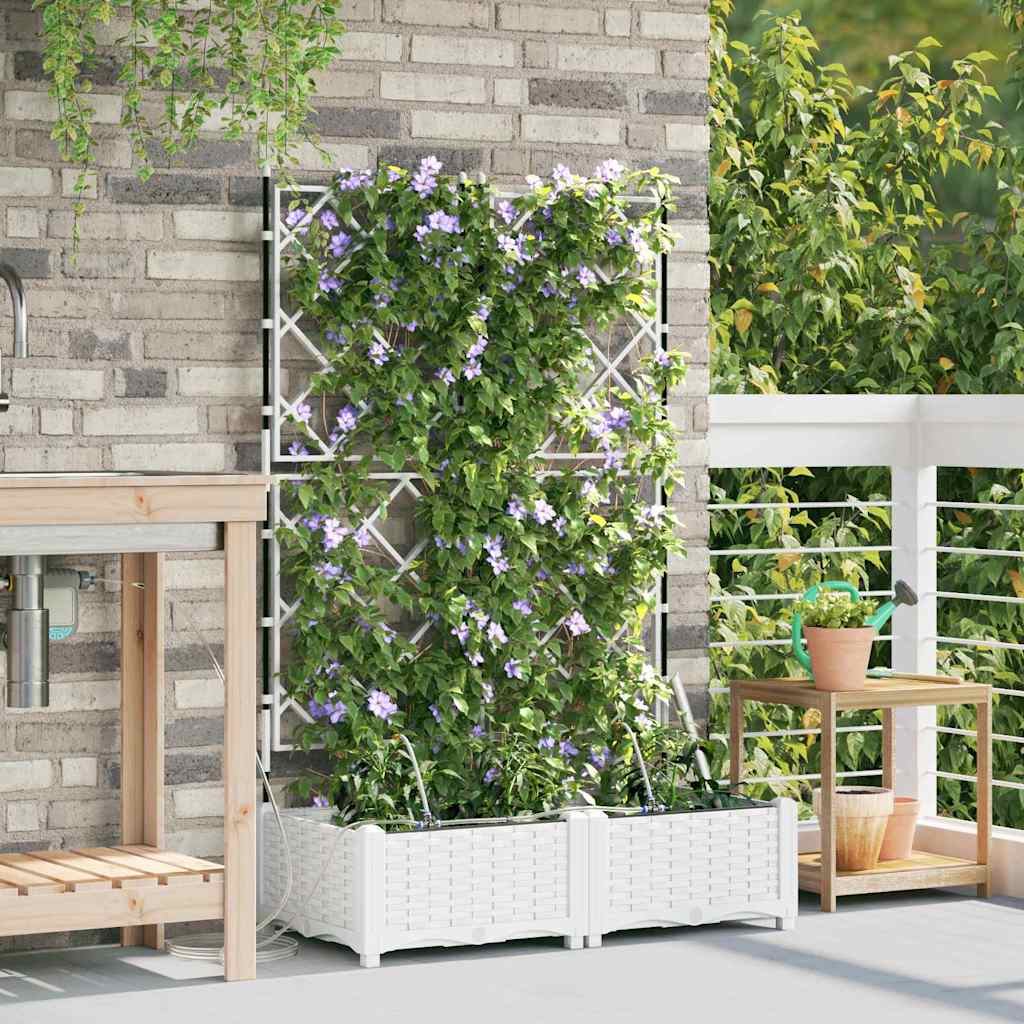 vidaXL Macetero de Jardín 2 uds. Blanco 80 x 40 x 126 cm PP