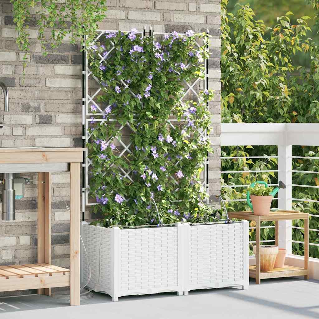 vidaXL Macetero de Jardín 2 uds. Blanco 80 x 40 x 142 cm PP