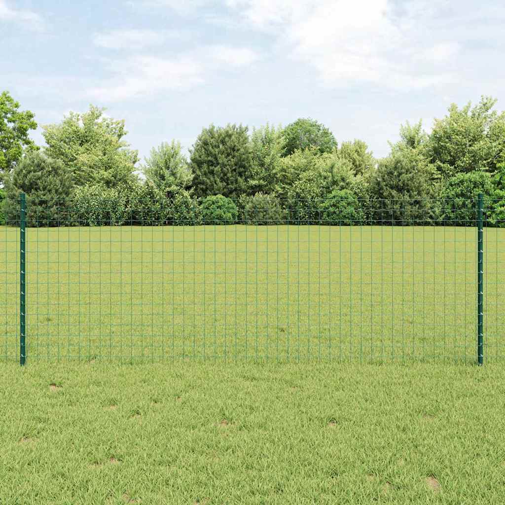 vidaXL Poste de cerca empotrado 11 uds. Verde 120 cm