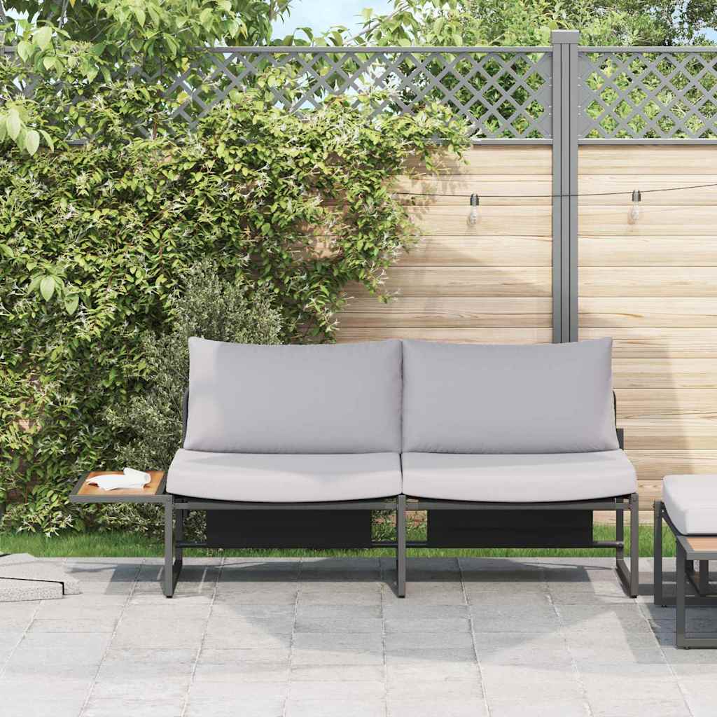 vidaXL Sofá de jardín con cojín Gris Claro 200,5 x 70 x 85,5 cm Acero
