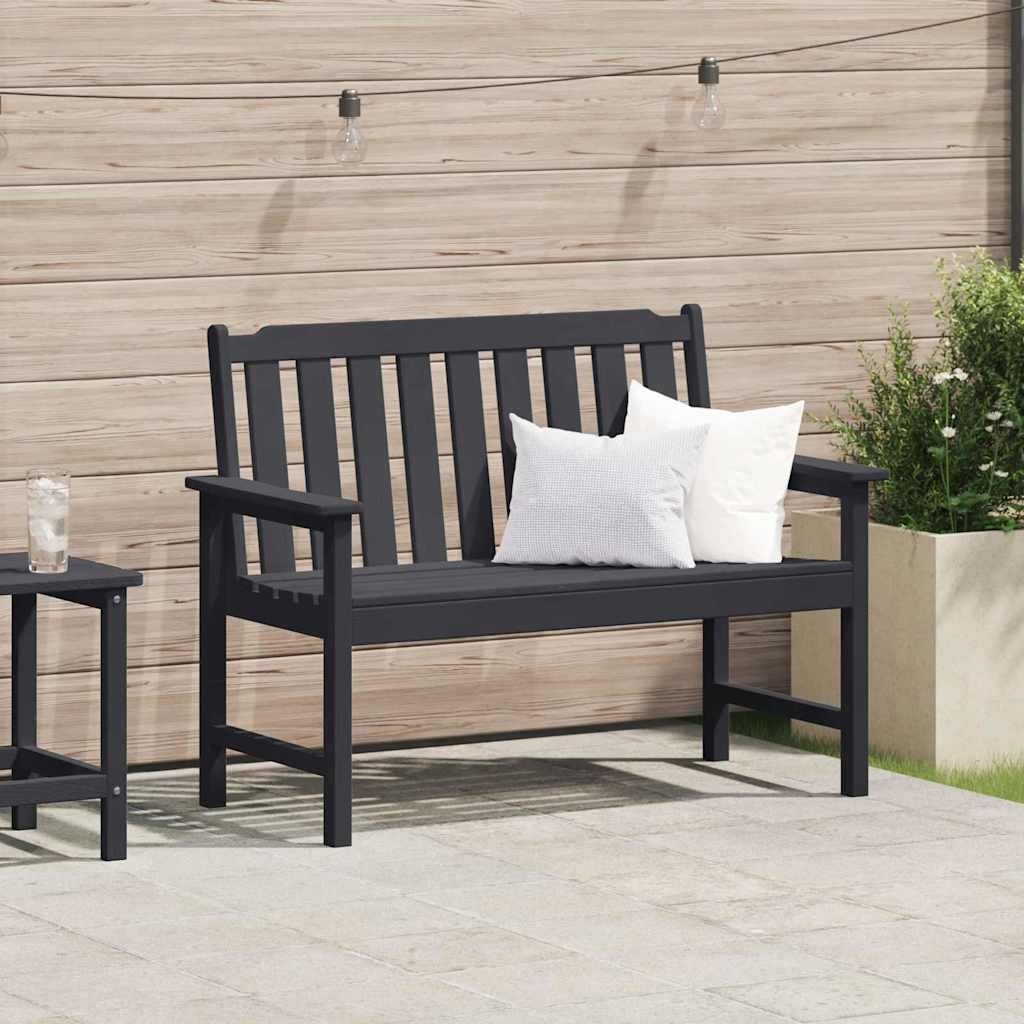vidaXL Banco de jardín Negro 120 x 59 x 88 cm HDPE