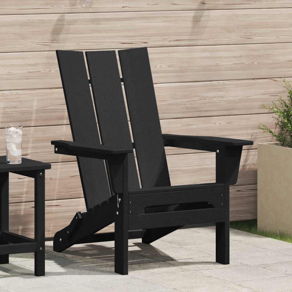 vidaXL Silla Adirondack Plegable Negro 80,5 x 74,5 x 92 cm HDPE