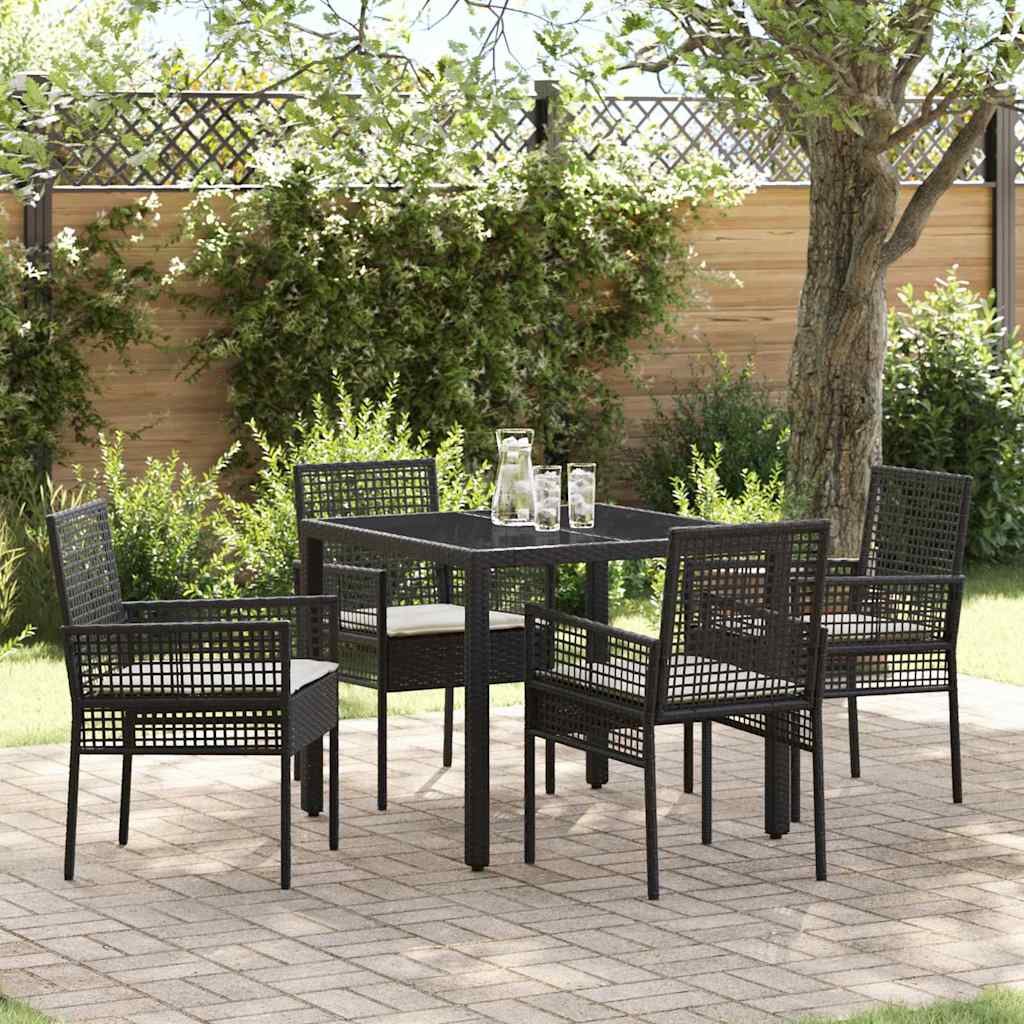 vidaXL Conjunto de Comedor de Jardín 5 uds. Negro ratán sintético