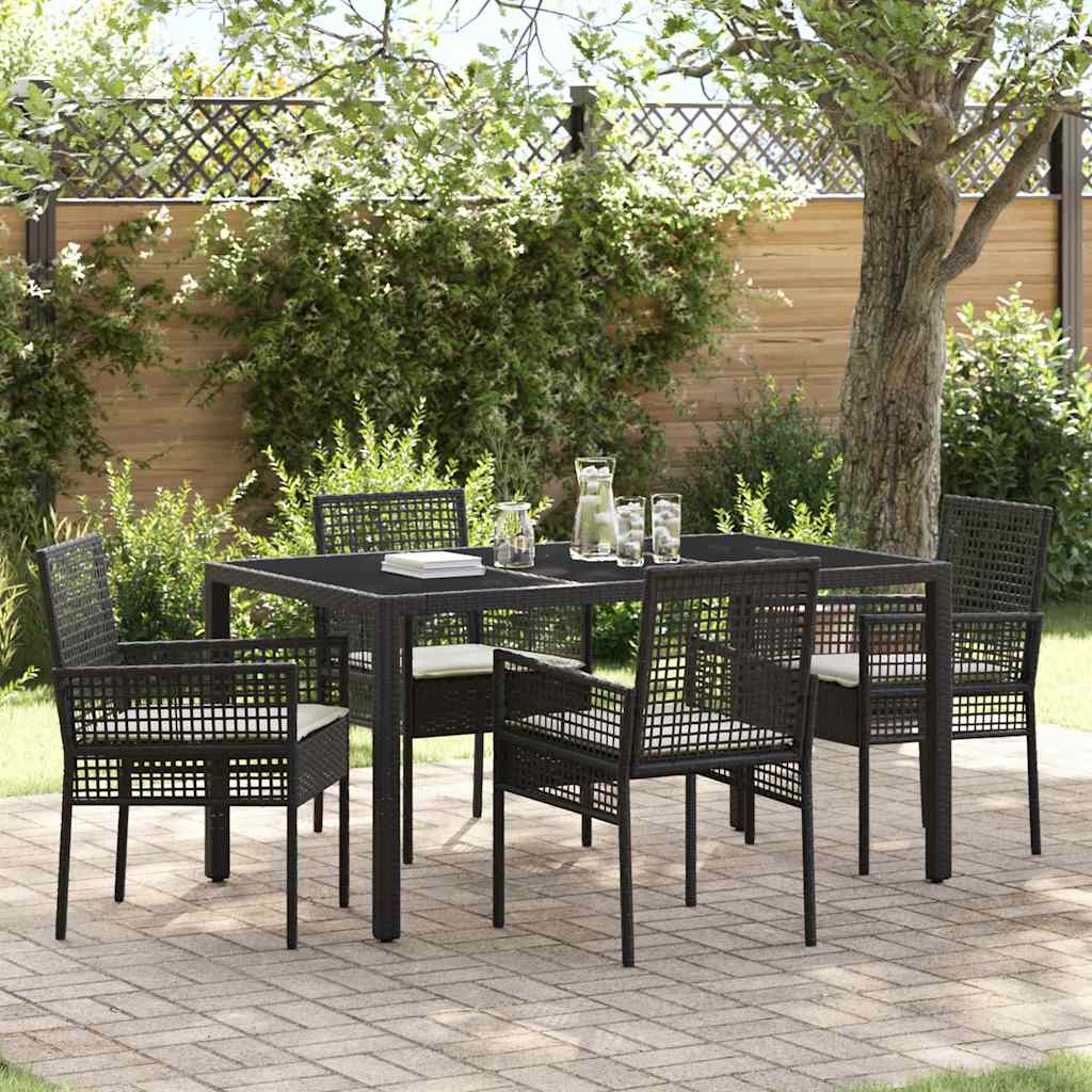 vidaXL Conjunto de Comedor de Jardín 5 uds. Negro ratán sintético