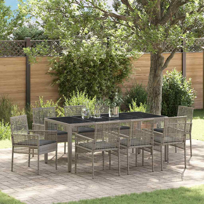 vidaXL Conjunto de Comedor de Jardín 9 uds. Gris ratán sintético