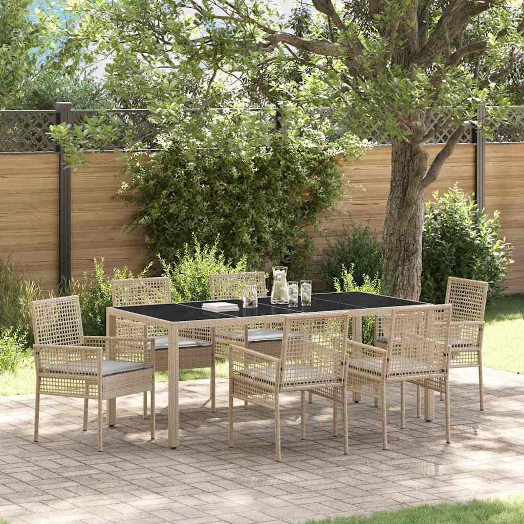 vidaXL Conjunto de Comedor de Jardín 7 uds. Beige ratán sintético