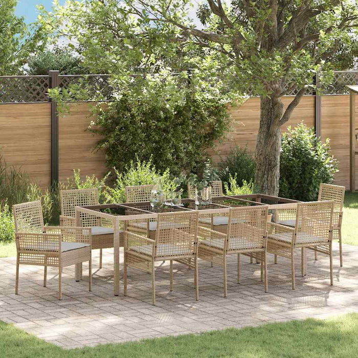 vidaXL Conjunto de Comedor de Jardín 9 uds. Beige ratán sintético