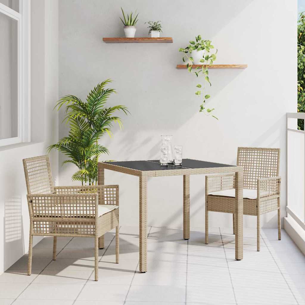 vidaXL Conjunto de Comedor de Jardín 3 uds. Beige ratán sintético