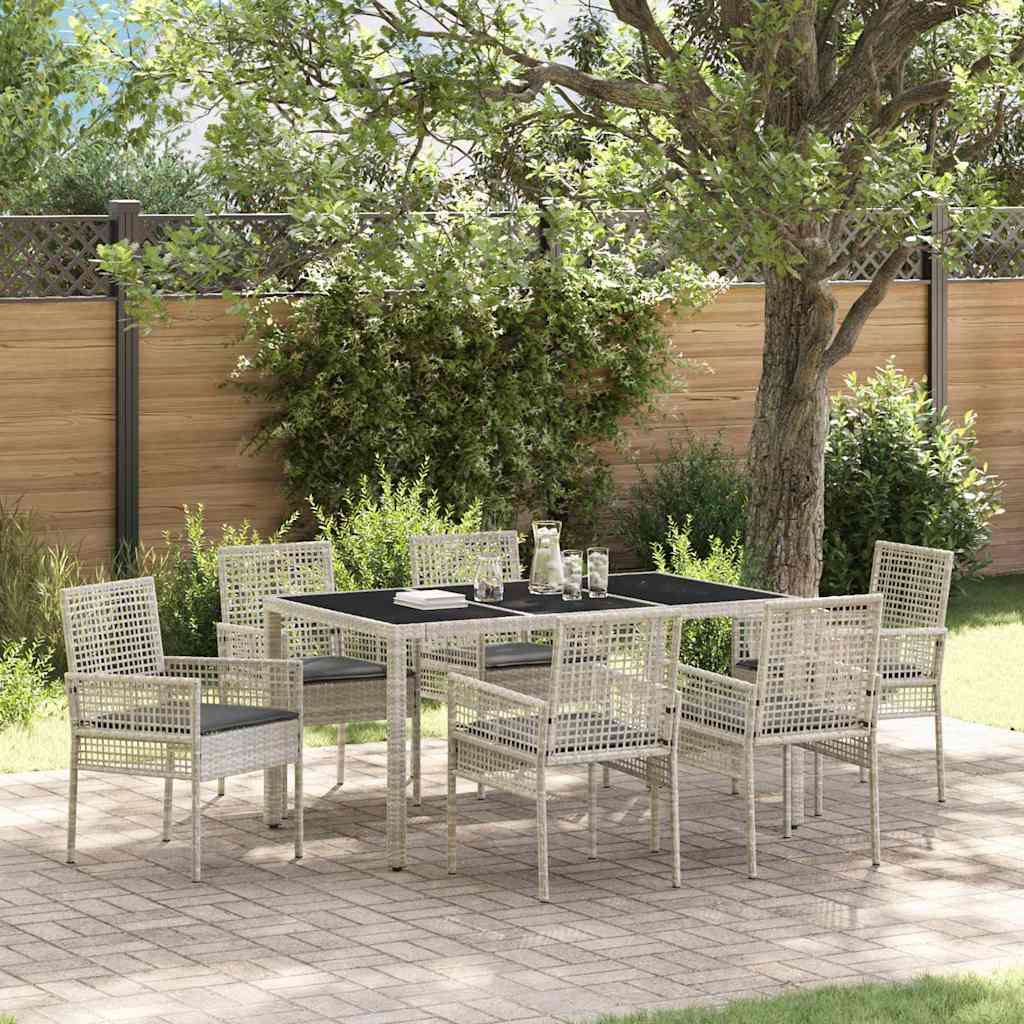 vidaXL Conjunto de Comedor de Jardín 7 uds. Gris Claro ratán sintético