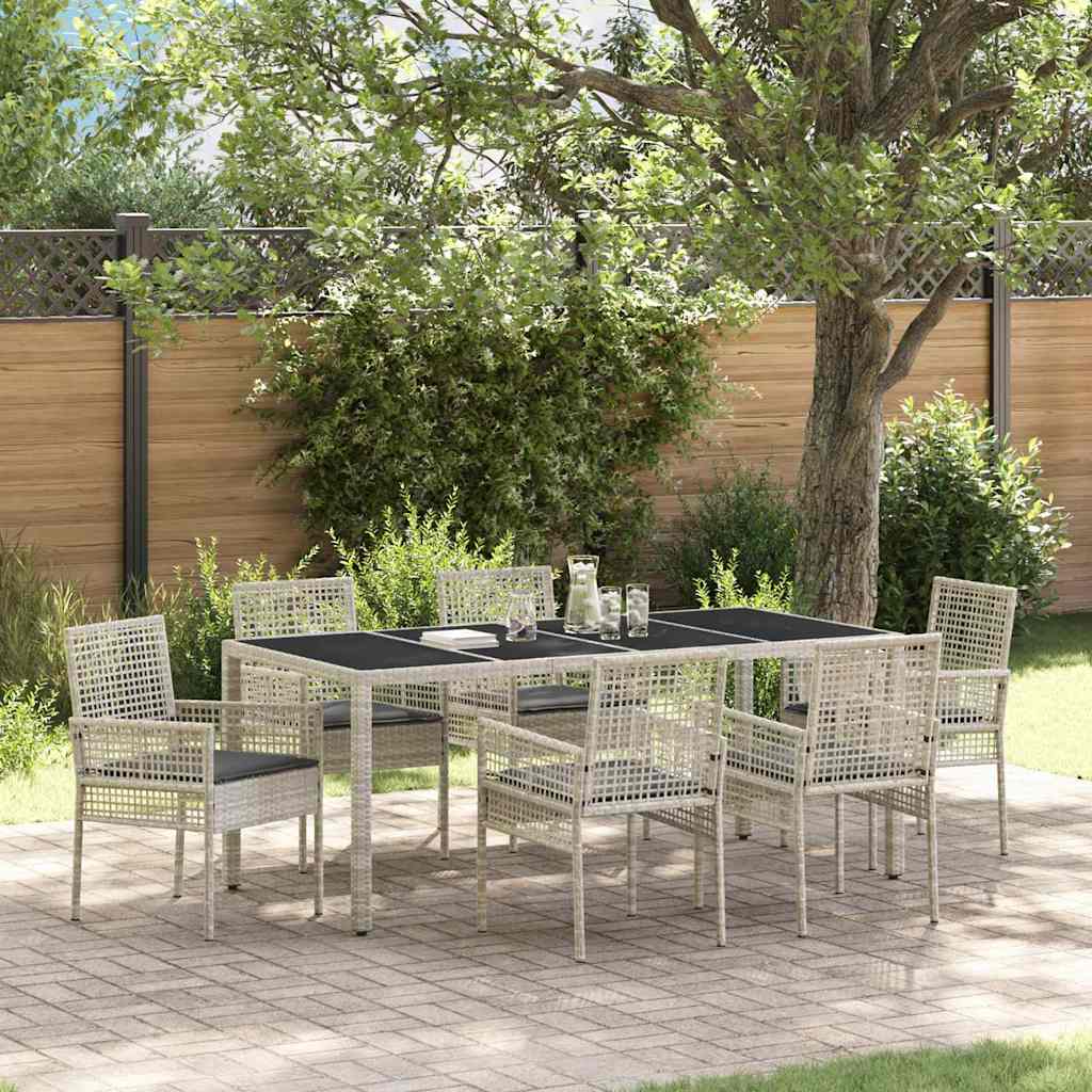 vidaXL Conjunto de Comedor de Jardín 7 uds. Gris Claro ratán sintético