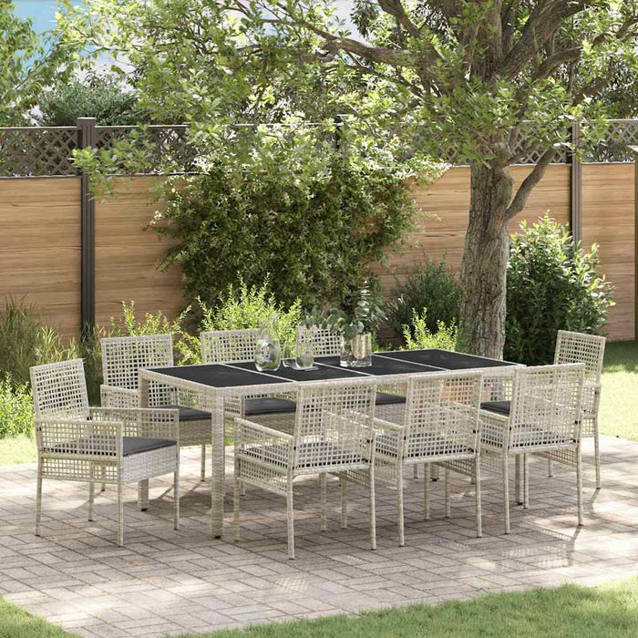 vidaXL Conjunto de Comedor de Jardín 9 uds. Gris Claro ratán sintético