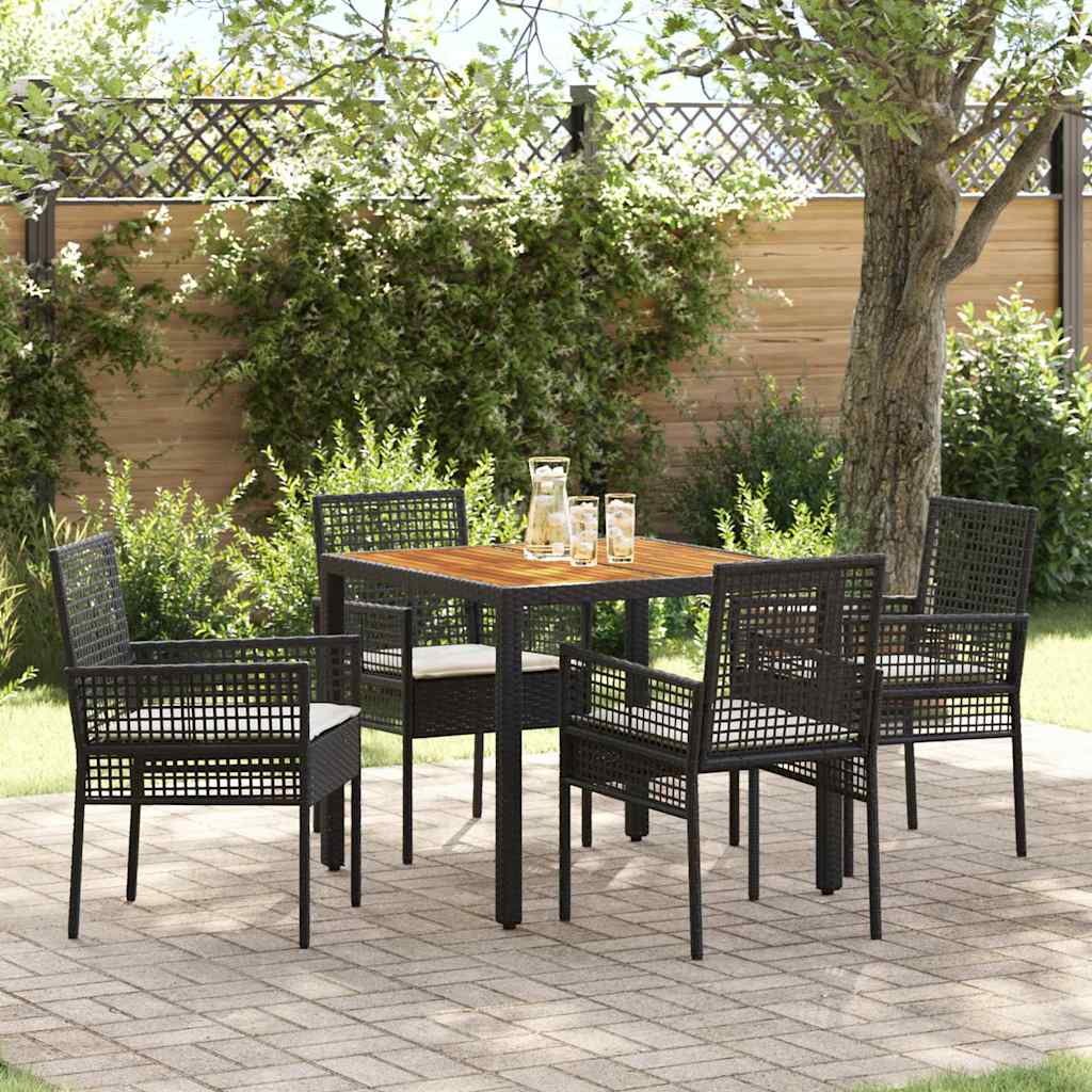 vidaXL Conjunto de Comedor de Jardín 5 uds. Negro ratán sintético