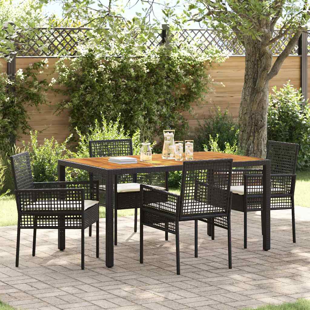 vidaXL Conjunto de Comedor de Jardín 5 uds. Negro ratán sintético