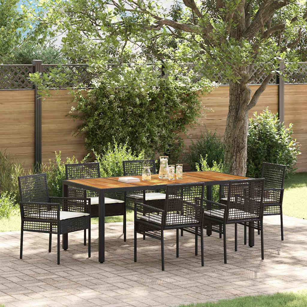 vidaXL Conjunto de Comedor de Jardín 7 uds. Negro ratán sintético