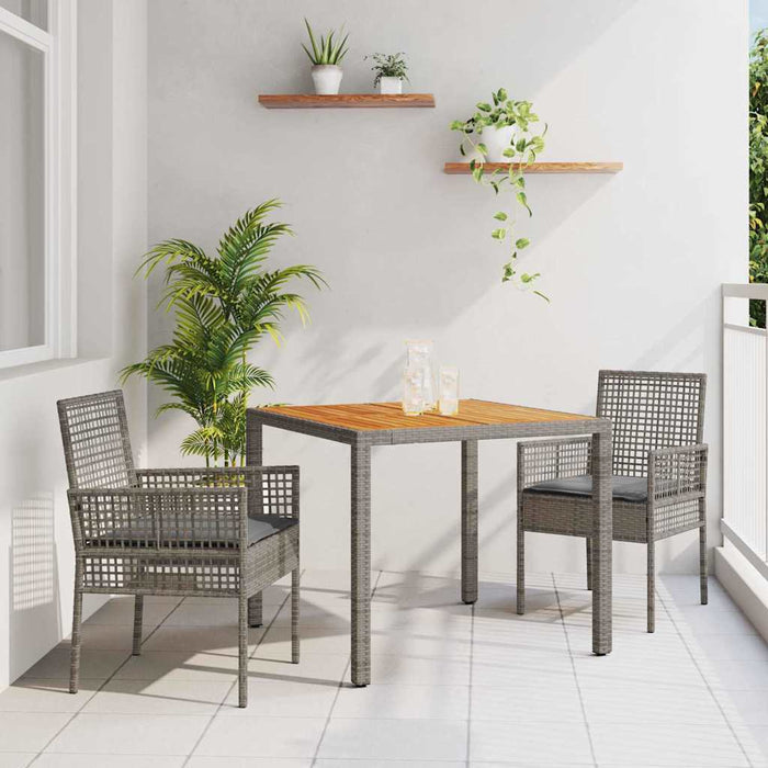 vidaXL Conjunto de Comedor de Jardín 3 uds. Gris ratán sintético