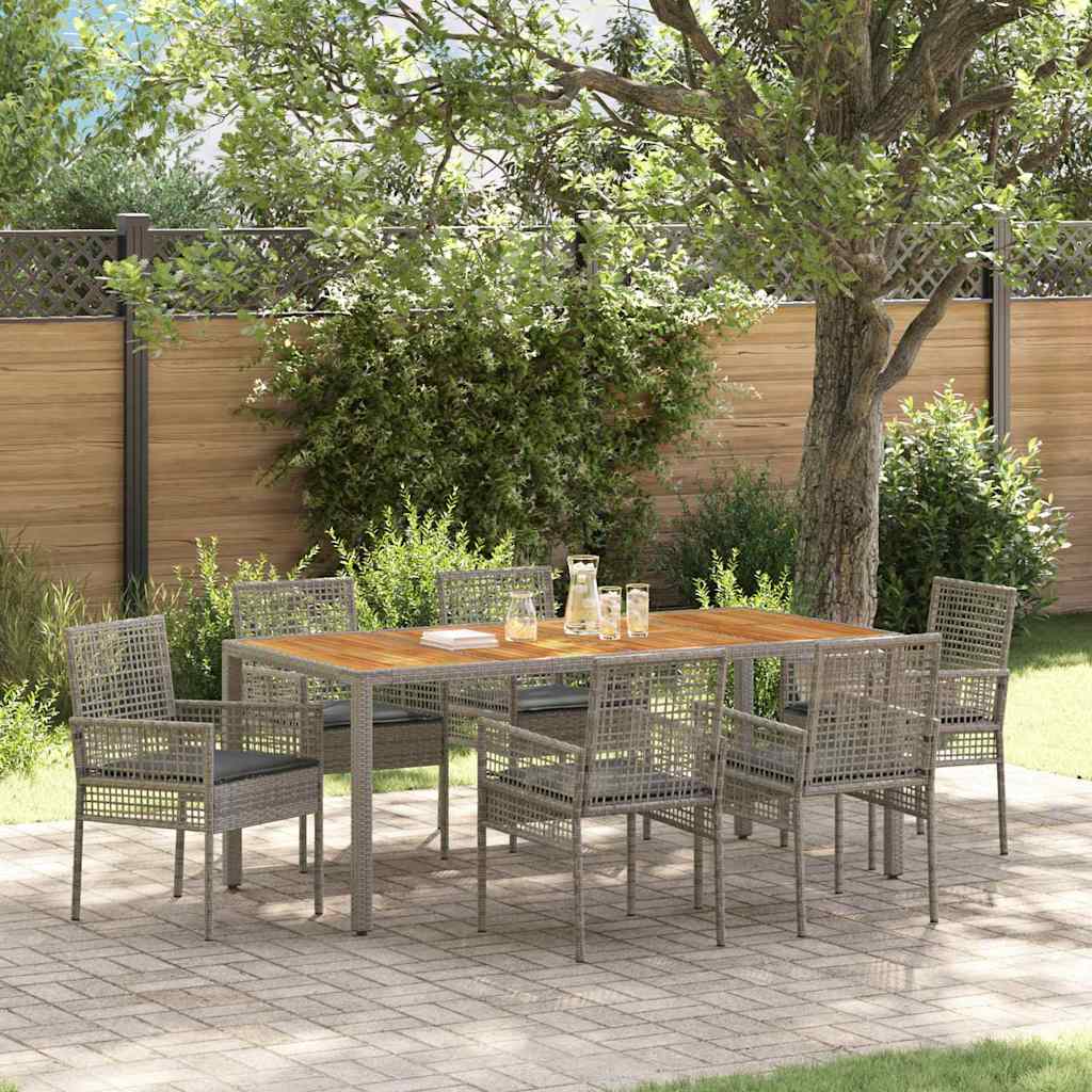 vidaXL Conjunto de Comedor de Jardín 7 uds. Gris ratán sintético