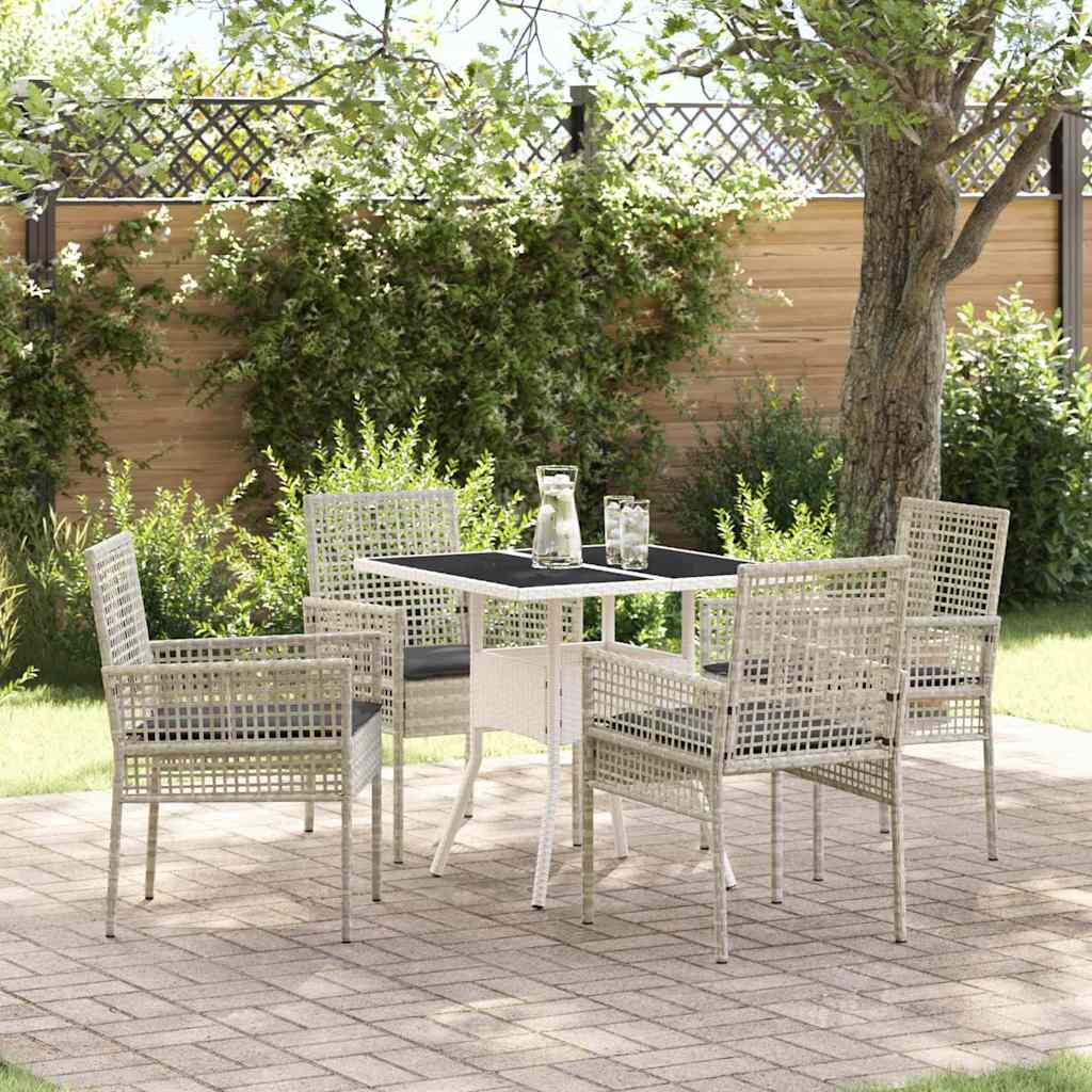 vidaXL Conjunto de Comedor de Jardín 5 uds. Gris Claro ratán sintético