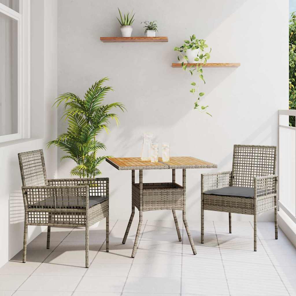 vidaXL Conjunto de Comedor de Jardín 3 uds. Gris ratán sintético