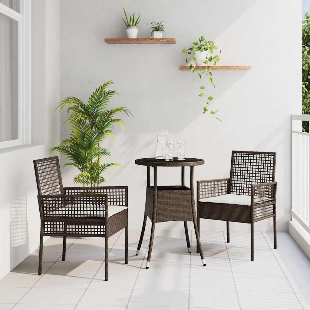 vidaXL Conjunto de Comedor de Jardín 3 uds. Marrón ratán sintético