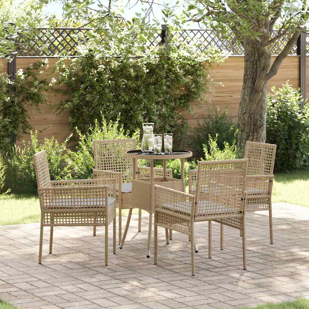 vidaXL Conjunto de Comedor de Jardín 5 uds. Beige ratán sintético
