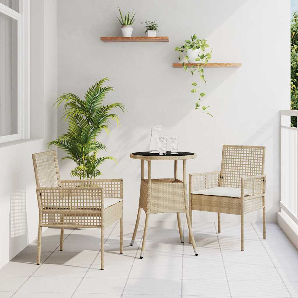vidaXL Conjunto de Comedor de Jardín 3 uds. Beige ratán sintético