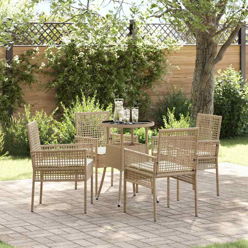 vidaXL Conjunto de Comedor de Jardín 5 uds. Beige ratán sintético