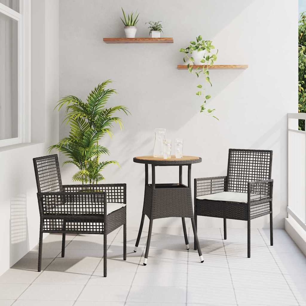 vidaXL Conjunto de Comedor de Jardín 3 uds. Negro ratán sintético