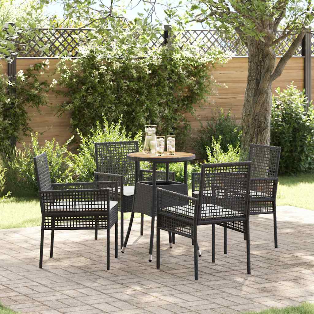 vidaXL Conjunto de Comedor de Jardín 5 uds. Negro ratán sintético