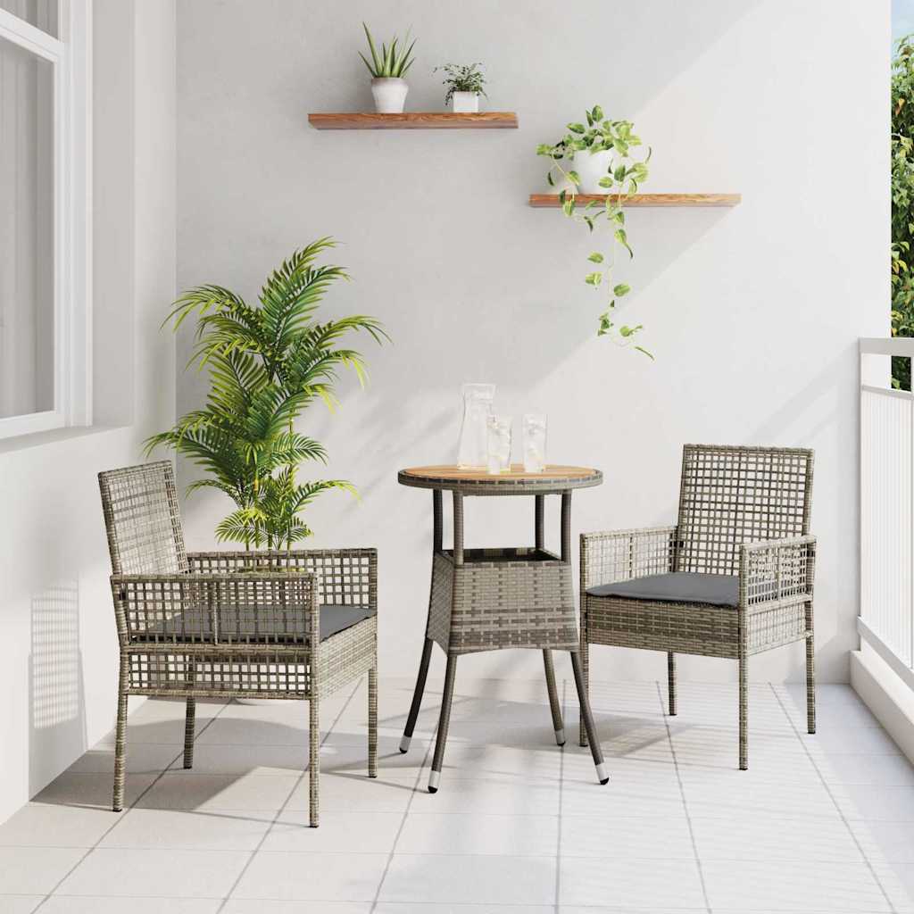 vidaXL Conjunto de Comedor de Jardín 3 uds. Gris ratán sintético