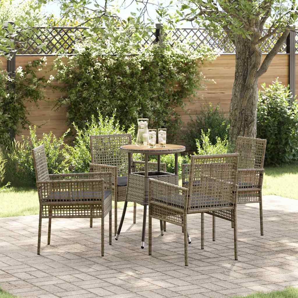 vidaXL Conjunto de Comedor de Jardín 5 uds. Gris ratán sintético