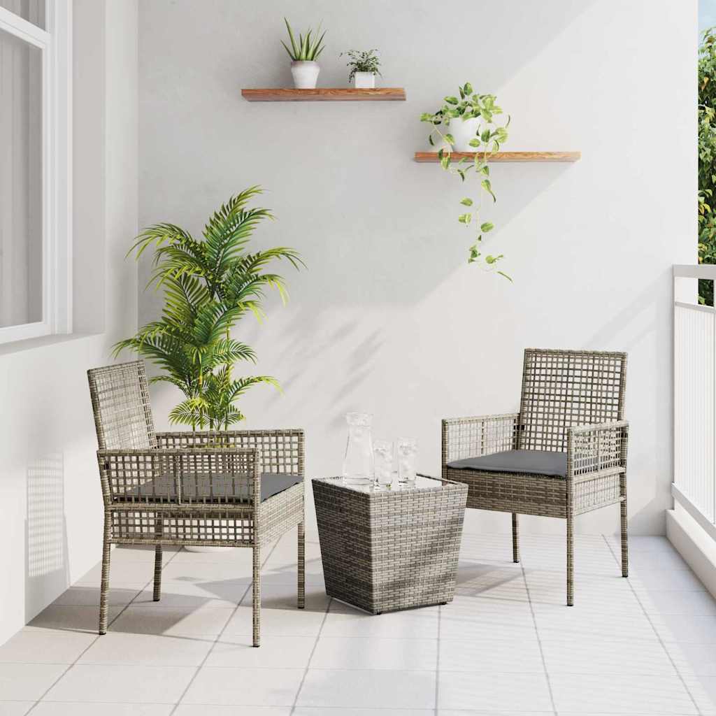 vidaXL Juego Bistro de Jardín 3 uds. Gris ratán sintético