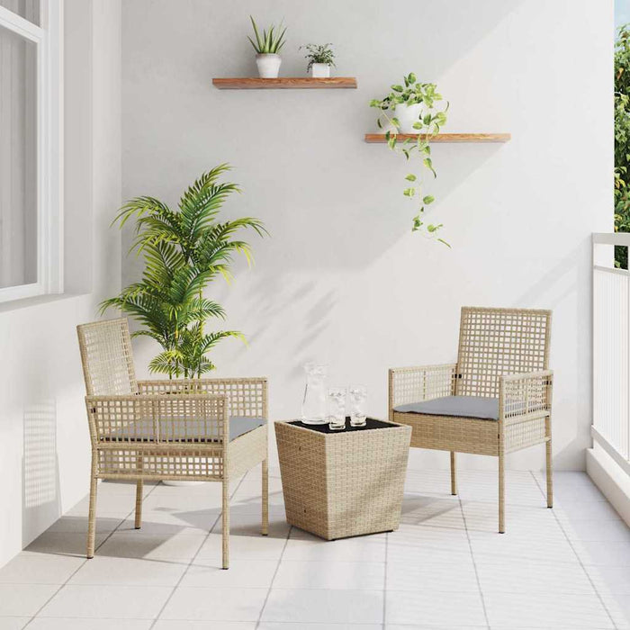vidaXL Juego Bistro de Jardín 3 uds. Beige ratán sintético