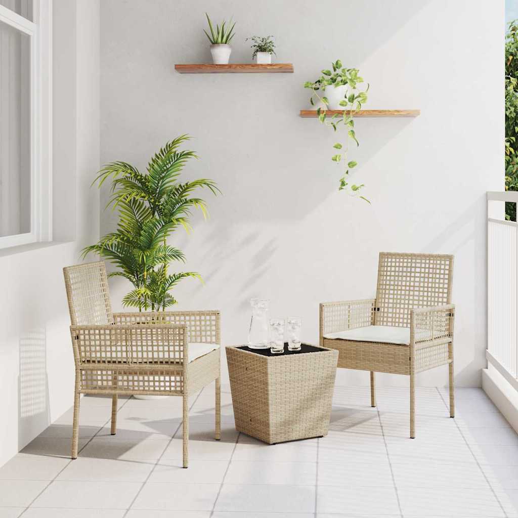 vidaXL Juego Bistro de Jardín 3 uds. Beige ratán sintético