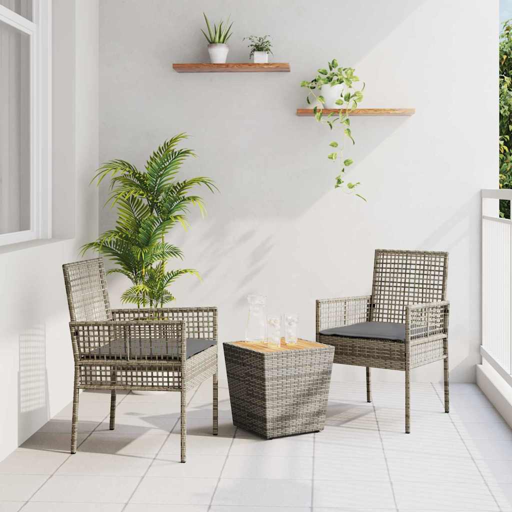 vidaXL Juego Bistro de Jardín 3 uds. Gris ratán sintético