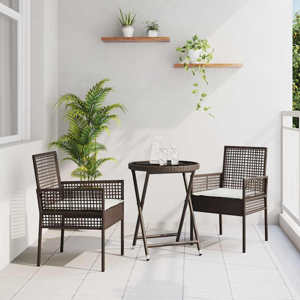vidaXL Juego Bistro de Jardín 3 uds. Marrón ratán sintético