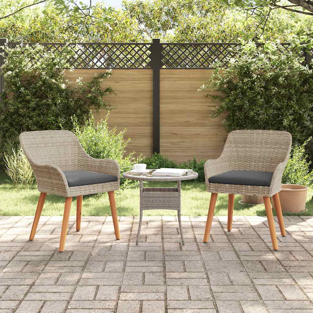 vidaXL Silla de Jardín 2 uds. Gris Claro ratán sintético