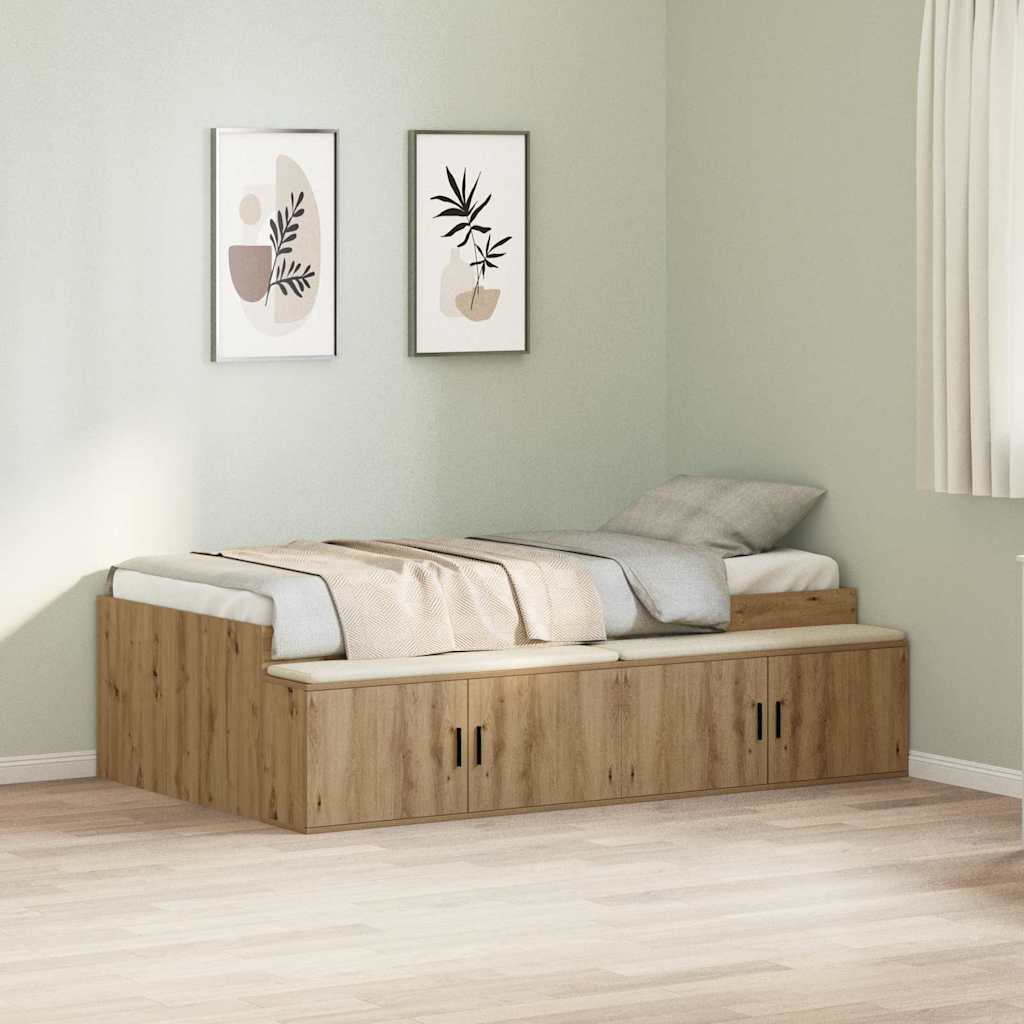 vidaXL Estructura de cama con cajón Roble artisan 100 x 200 cm