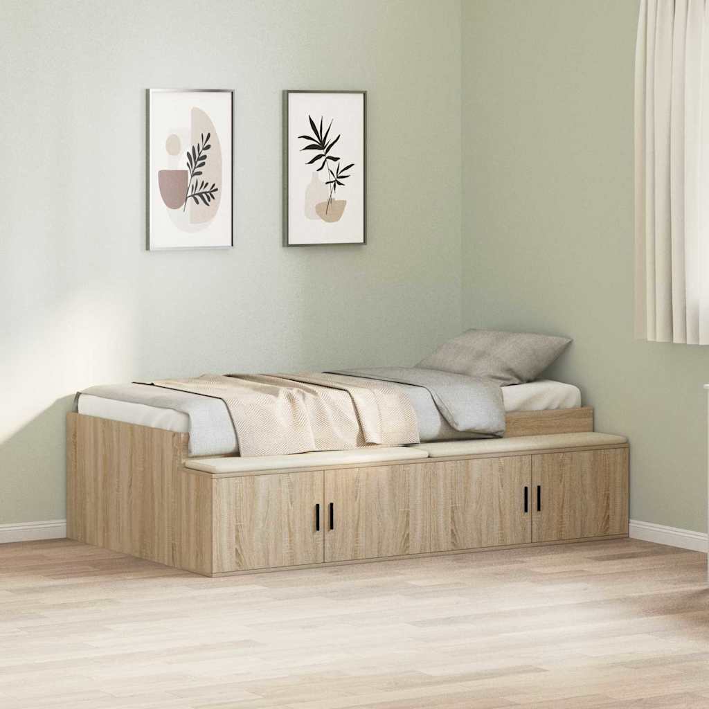 vidaXL Estructura de cama con cajón Roble Sonoma 90 x 200 cm