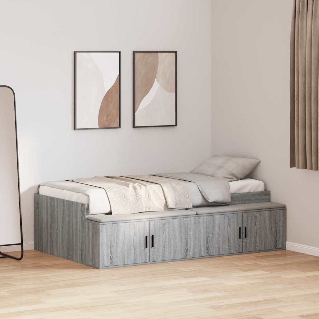 vidaXL Estructura de cama Gris Sonoma 90 x 200 cm Madera de ingeniería