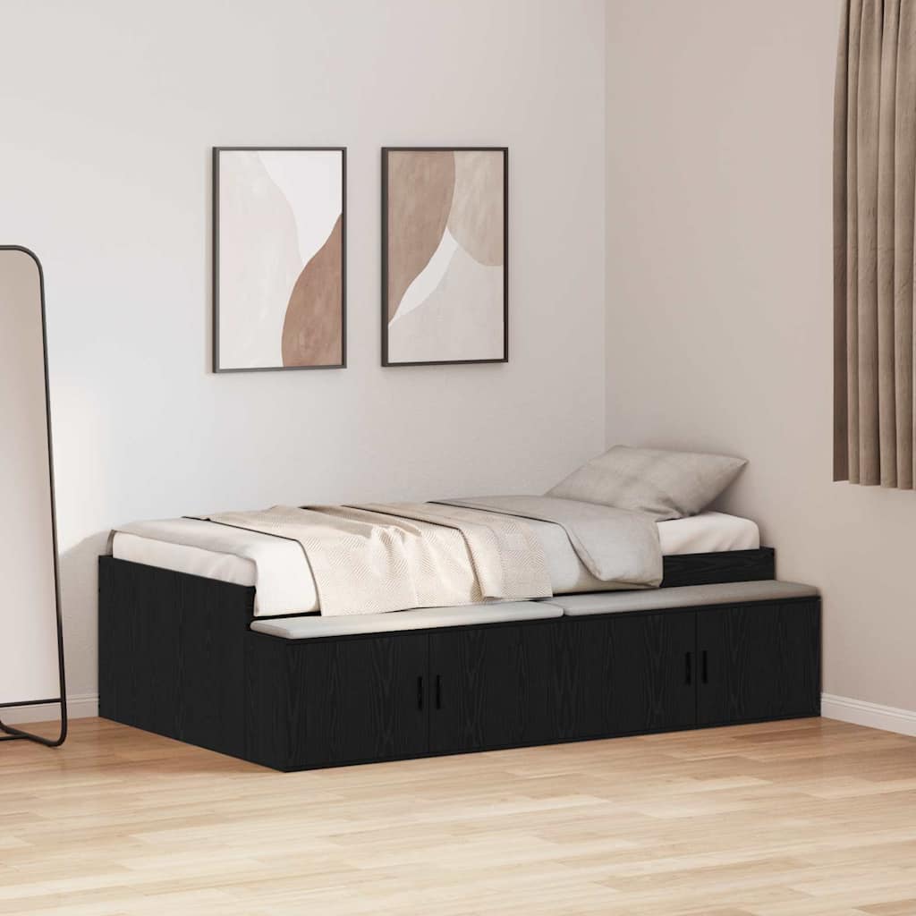 vidaXL Estructura de cama Roble Negro 80 x 200 cm Madera de ingeniería
