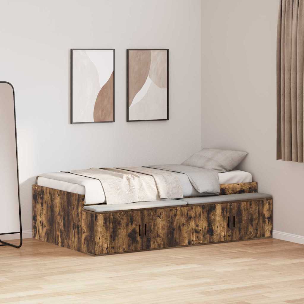 vidaXL Estructura de cama con cajón Roble ahumado 80 x 200 cm