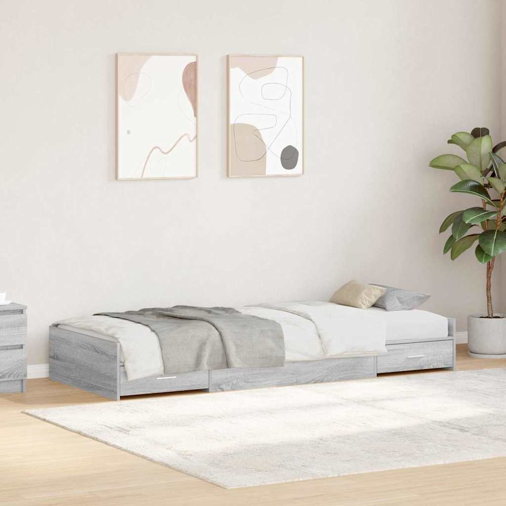 vidaXL Estructura de cama con cajón Gris Sonoma 100 x 200 cm